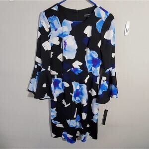 Maggy London Floral Bell‎ Sleeve Dress Sz 4